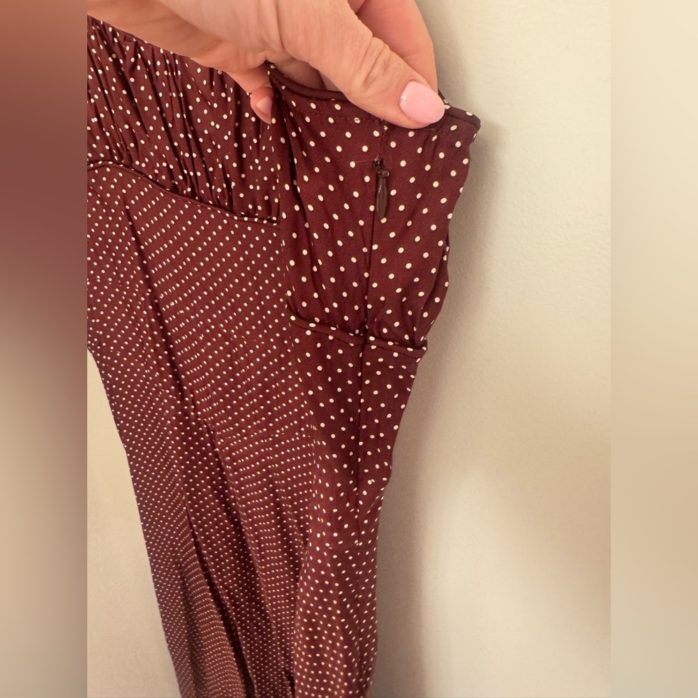 NWT! Doen Rosaria gathered polka-dot silk-blend midi dress - L - Picture 9 of 11